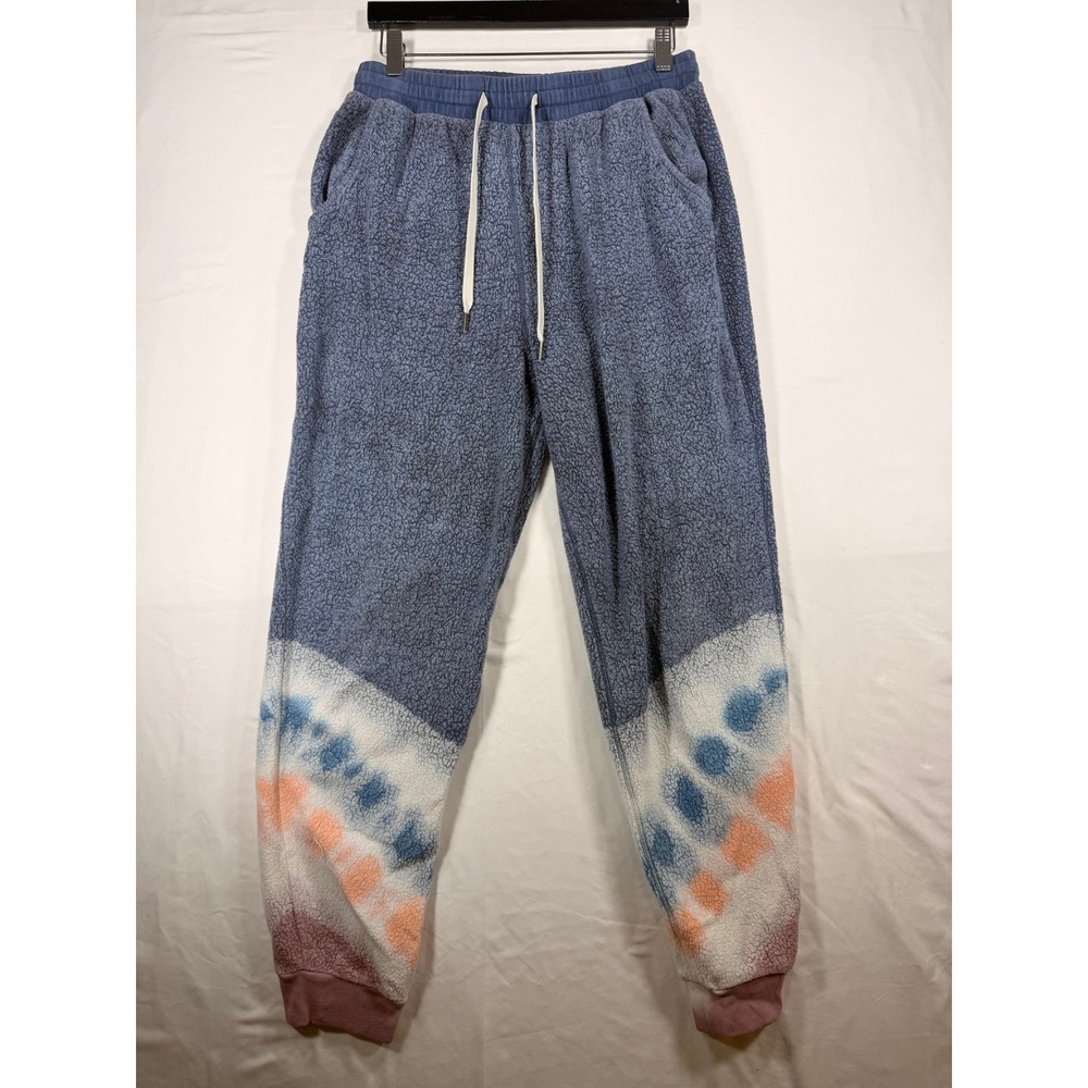Feat Blanket Joggers Women Medium Blue Tie Dye Sherpa Fleece Excellent Relaxed
